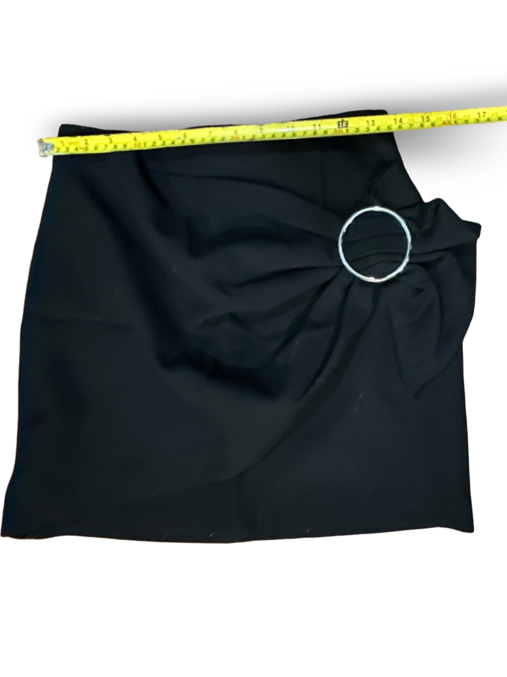 Zara Woman Black Asymmetrical‎ Mini Skirt with Silver O-Ring Detail, S - Picture 5 of 6